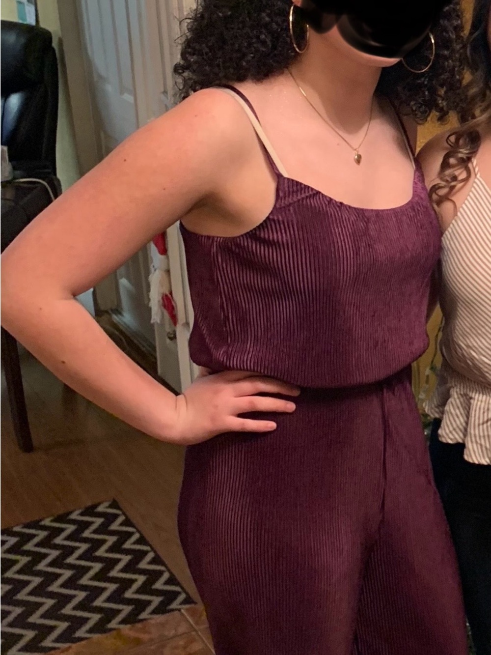Forever 21 Plum Ribbed Spaghetti-Strap Jumpsuit